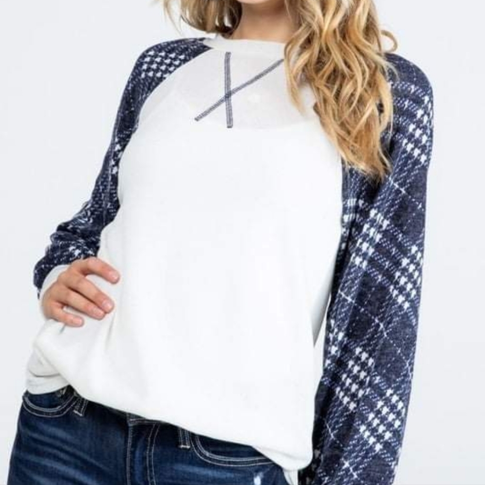 Plaid sleeve tunic
